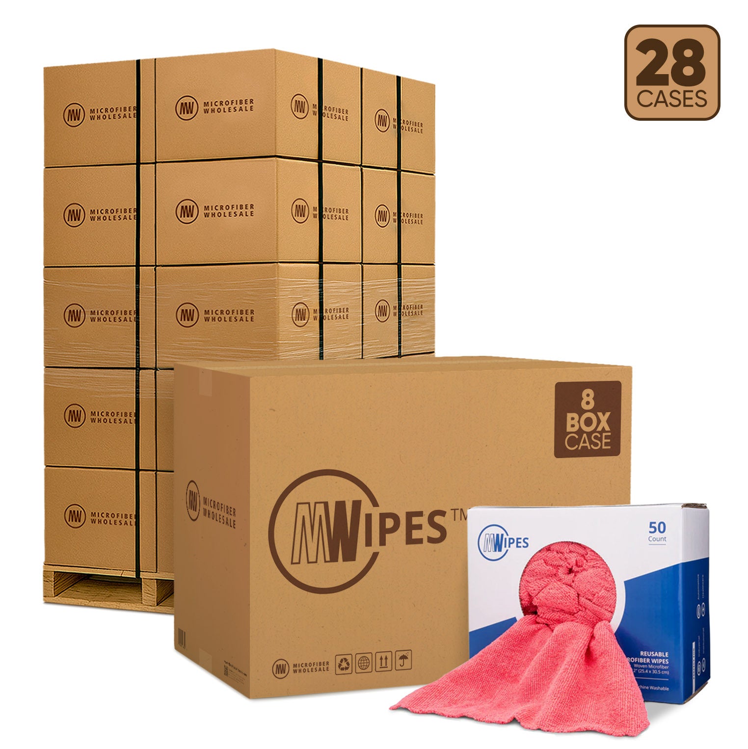 MWipes™ Reusable Microfiber Cleaning Wipes - 28-Case Pallet (8 Boxes/Case)