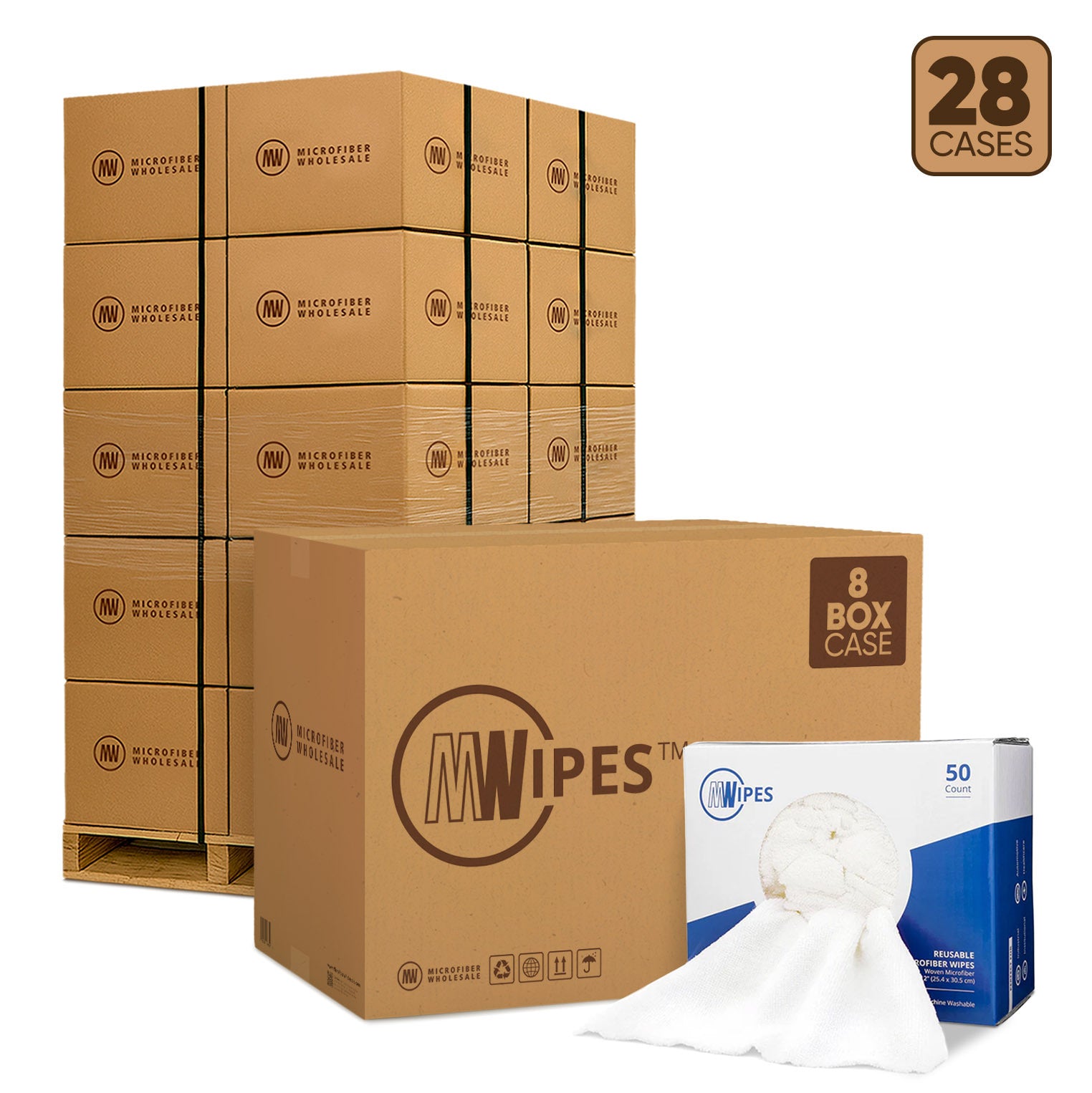 MWipes™ Reusable Microfiber Cleaning Wipes - 28-Case Pallet (8 Boxes/Case)
