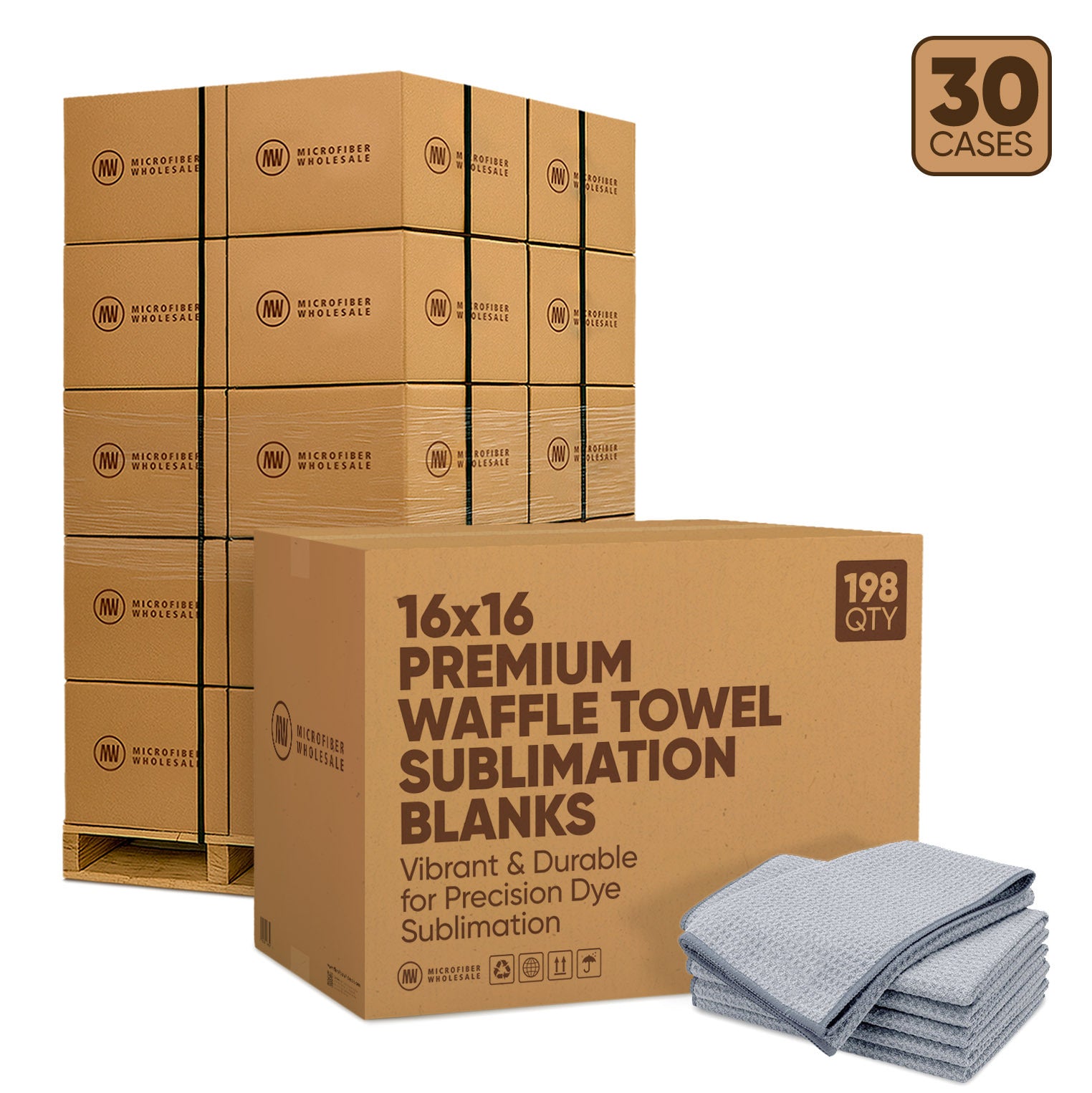 16"x16" Premium Waffle Towels - 30-Case Pallet (198/Case)