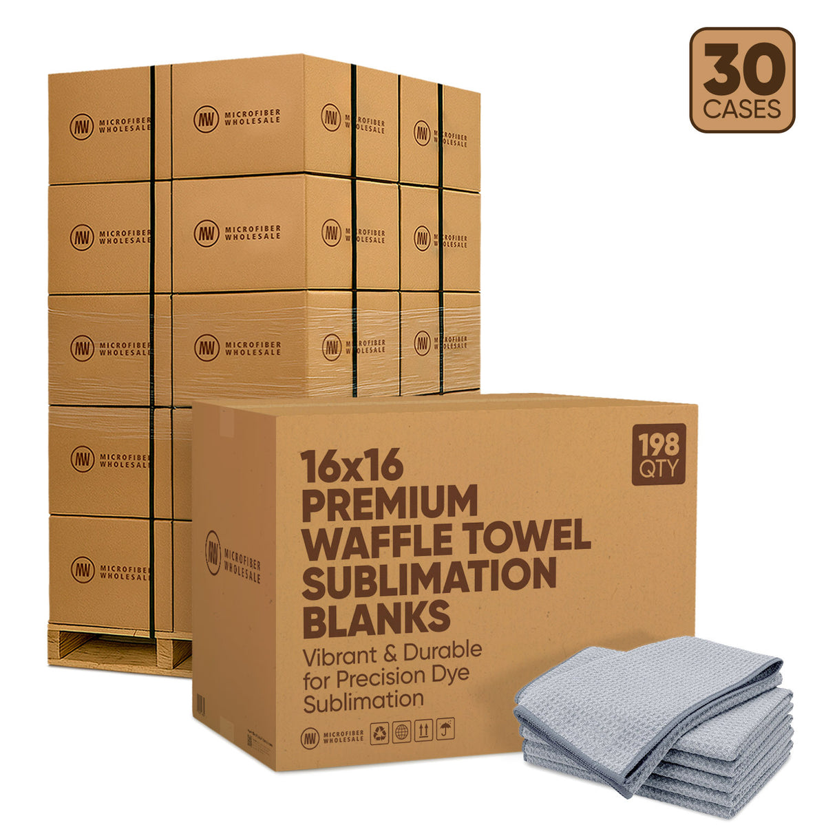 16"x16" Premium Waffle Towels - 30-Case Pallet (198/Case)