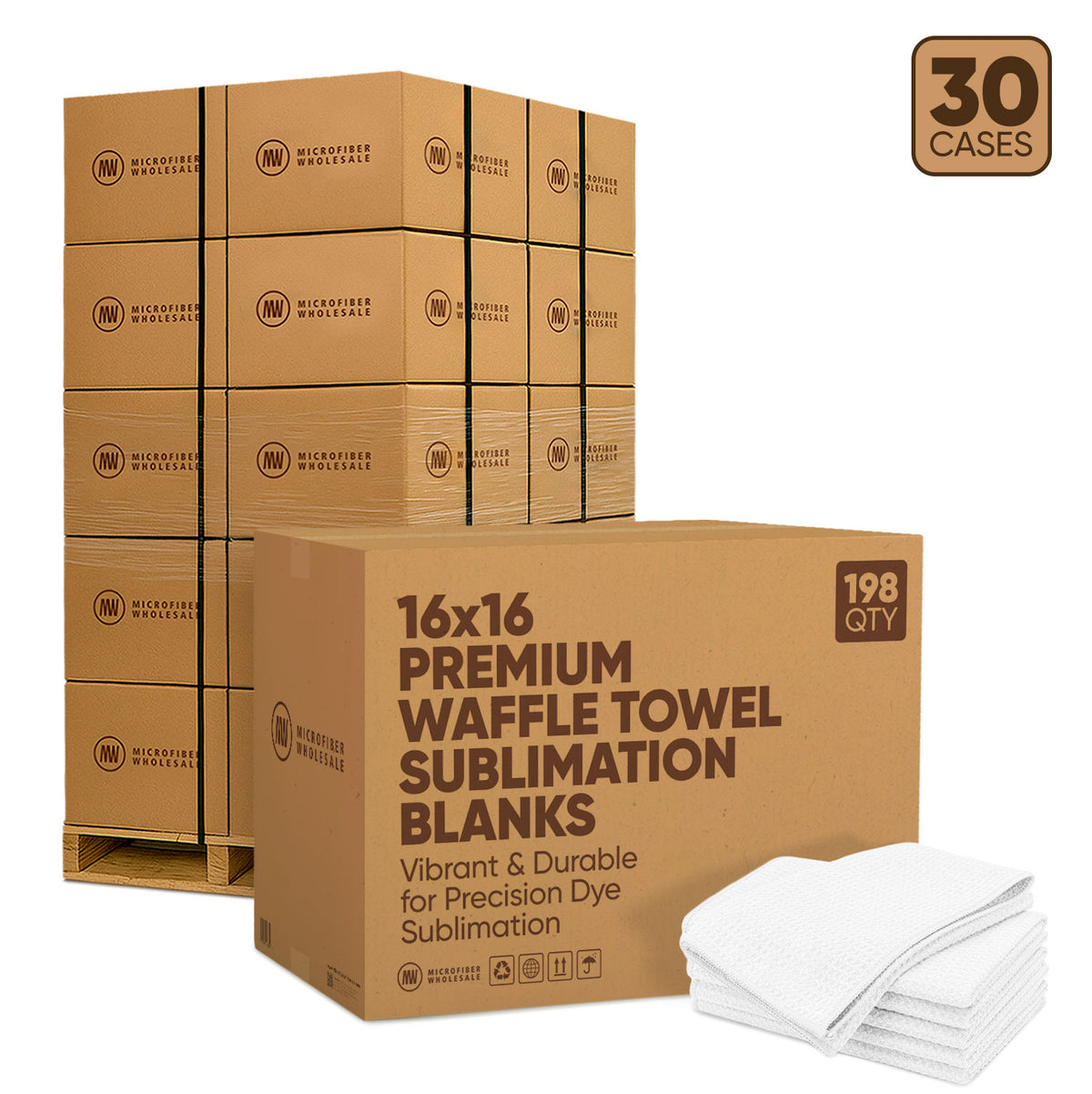 16"x16" Premium Waffle Towels - 30-Case Pallet (198/Case)