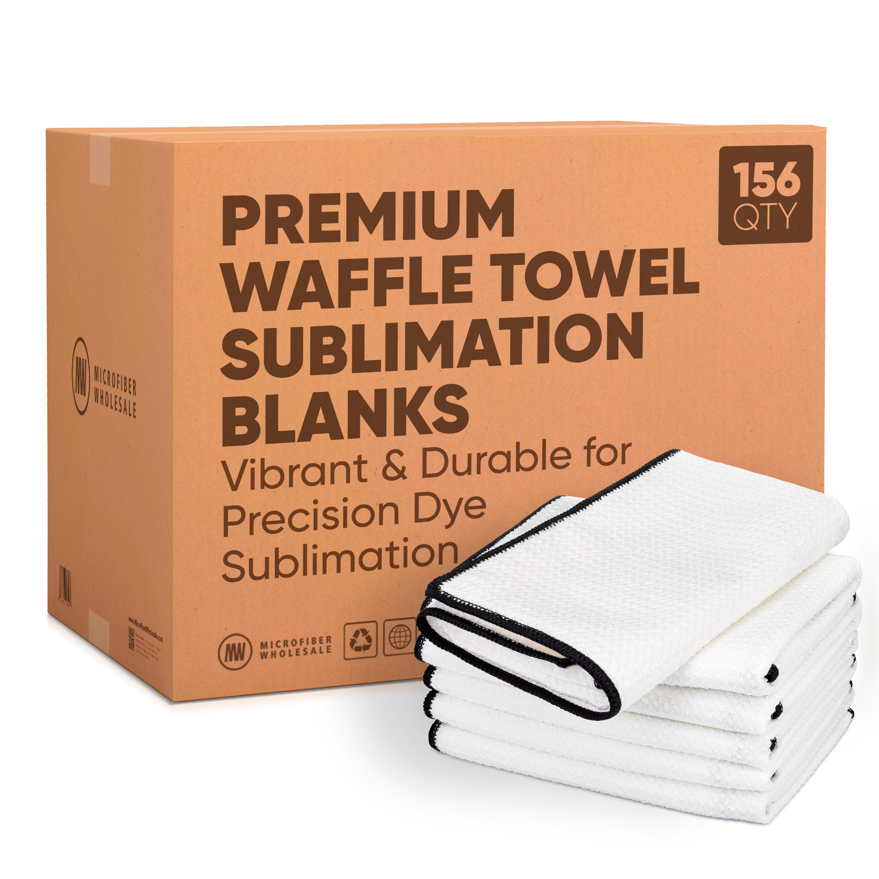 black border white waffle towel stack by the case