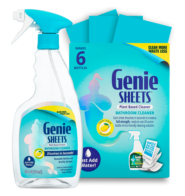 bathroom cleaning spray bottle and detergent sheets refill pack
