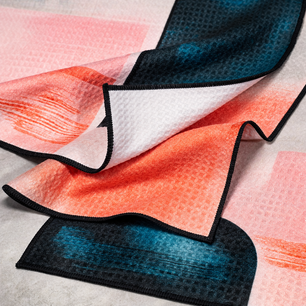 black border white waffle towel with full bleed custom printing