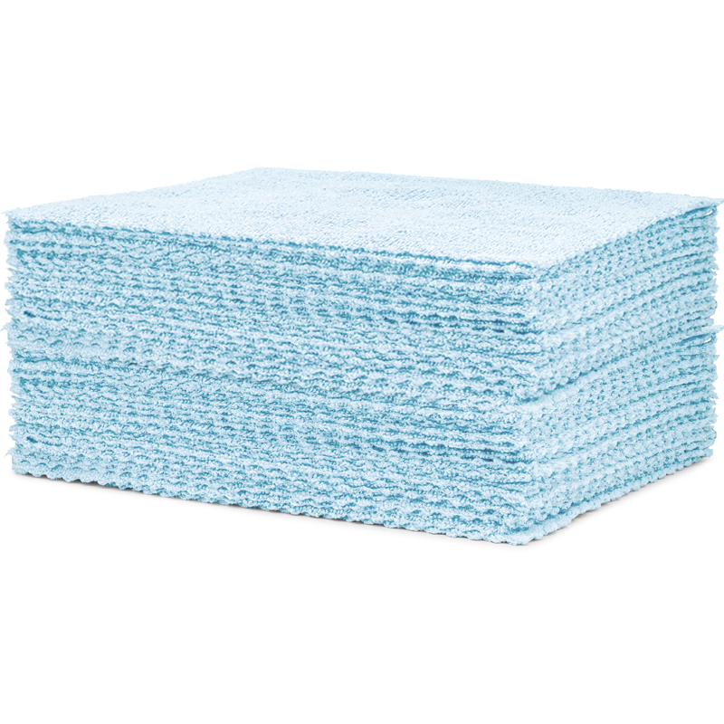 stack of blue microfiber rags