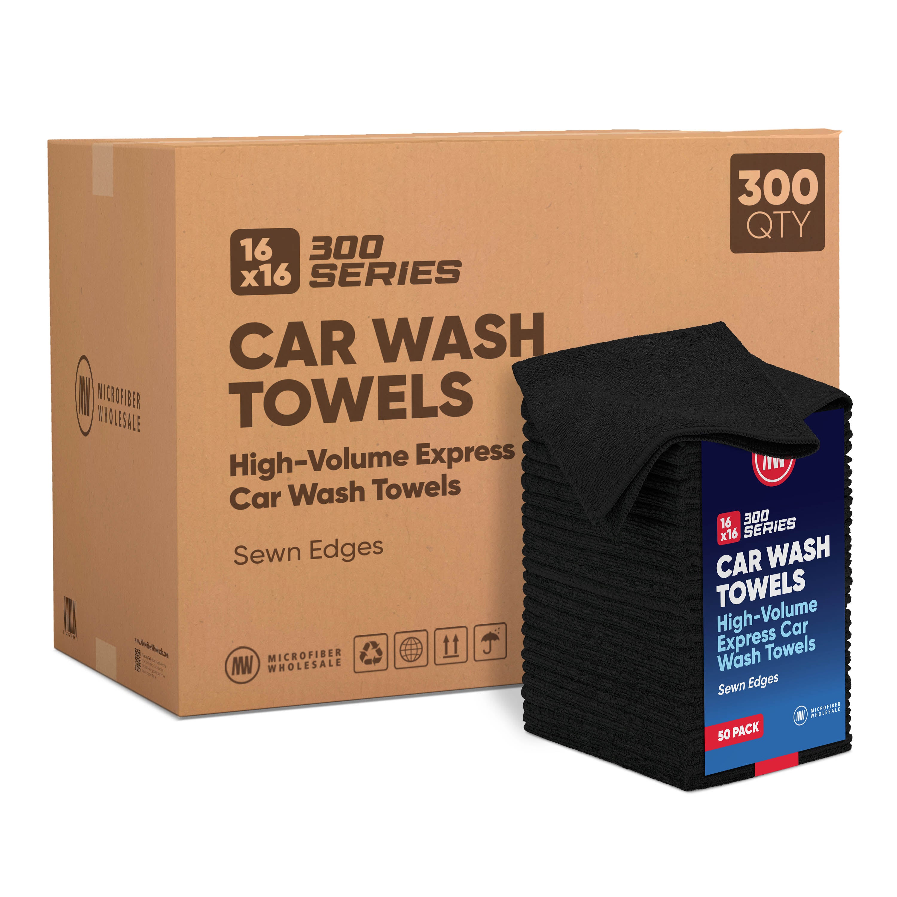 16"x16" Black Microfiber Car Wash Towels