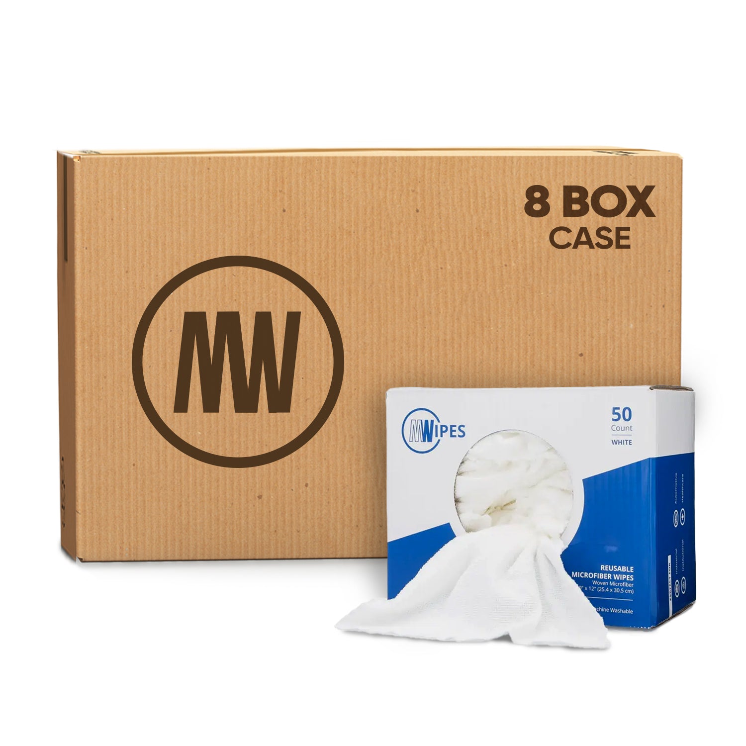 MWipes Reusable Microfiber Wipes - Box of 50 - 10"x12" - Blue - Case of 8