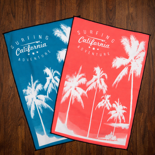 black border white waffle towel with full bleed custom printing