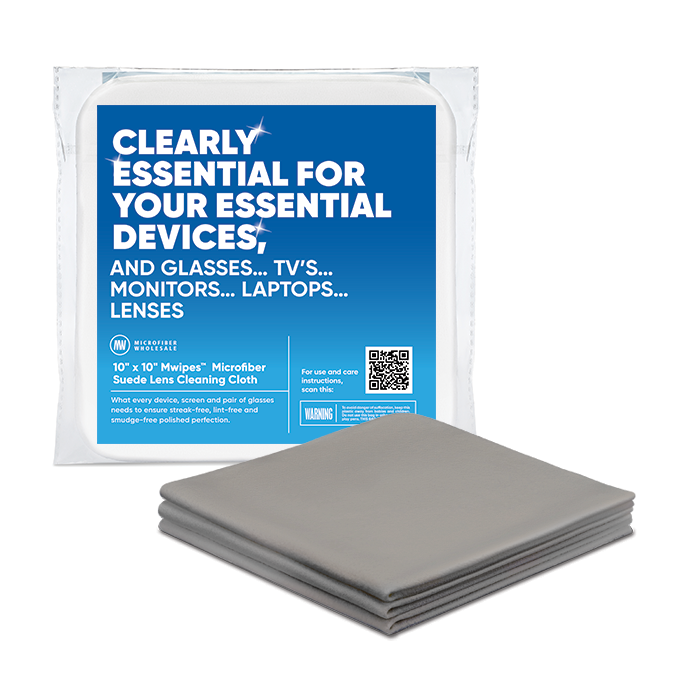 10"x10" MWipes™ Microfiber Suede Screen Cleaning Cloth - Pack of 20