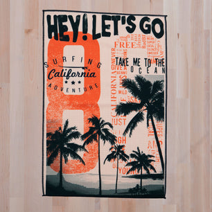 printed microfiber waffle towel with surfing logo