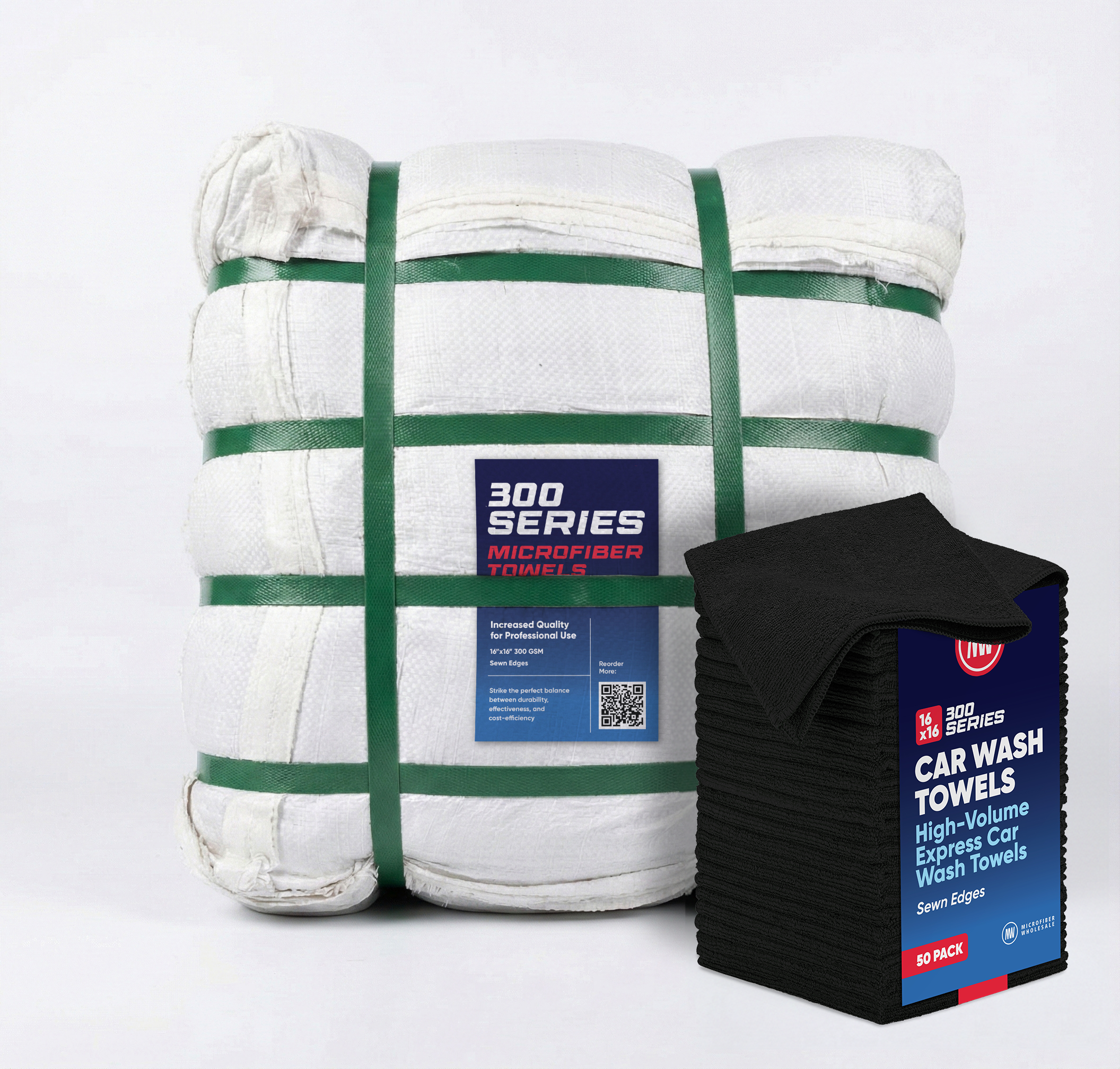 16"x16" 300GSM - Black Microfiber Car Wash Towels - 400/case