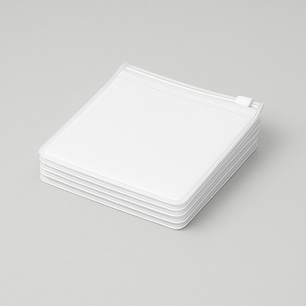 a stack of plastic pouches