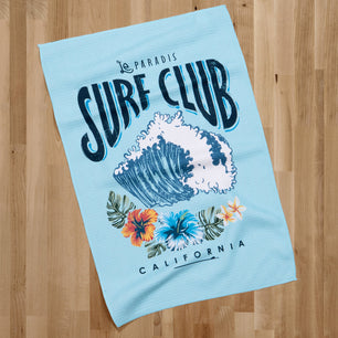printed waffle towel on a tabletop