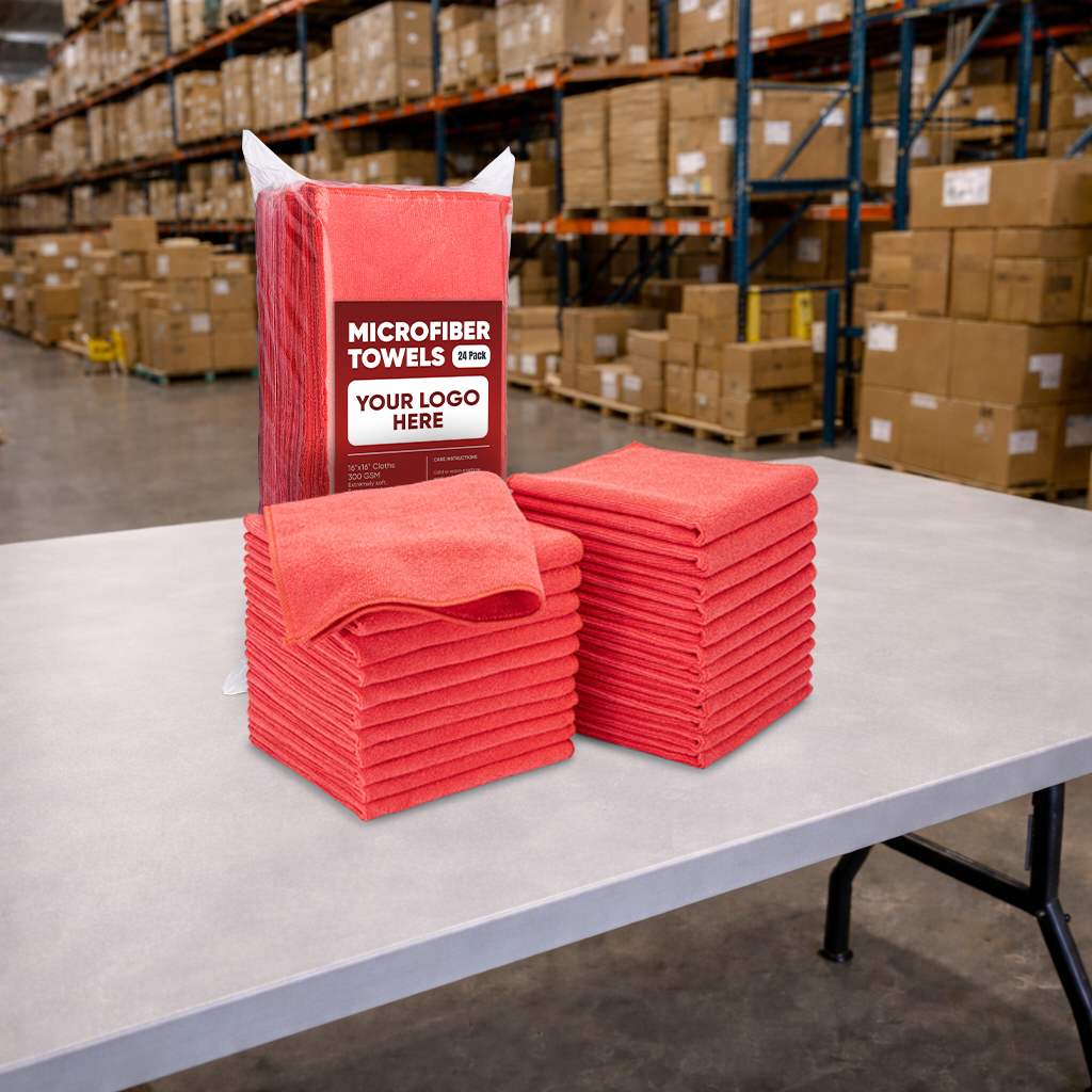 16"x16" 300GSM Microfiber Towels - Case of 288 - Private-Label