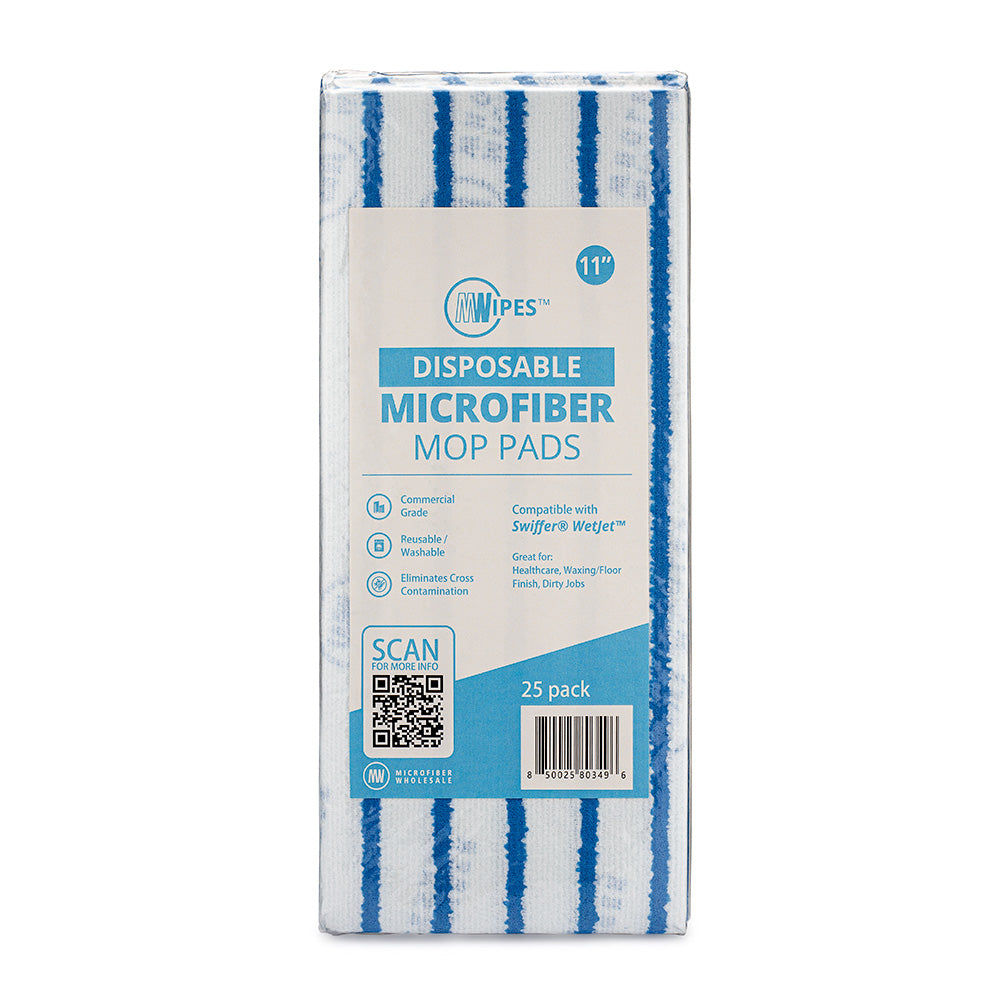 10" MWipes® Semi-Disposable Mop Pad - Blue Stripe - 25 Pack