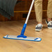 18 microfiber mop pads on a flat mop mopping hardwood flooring