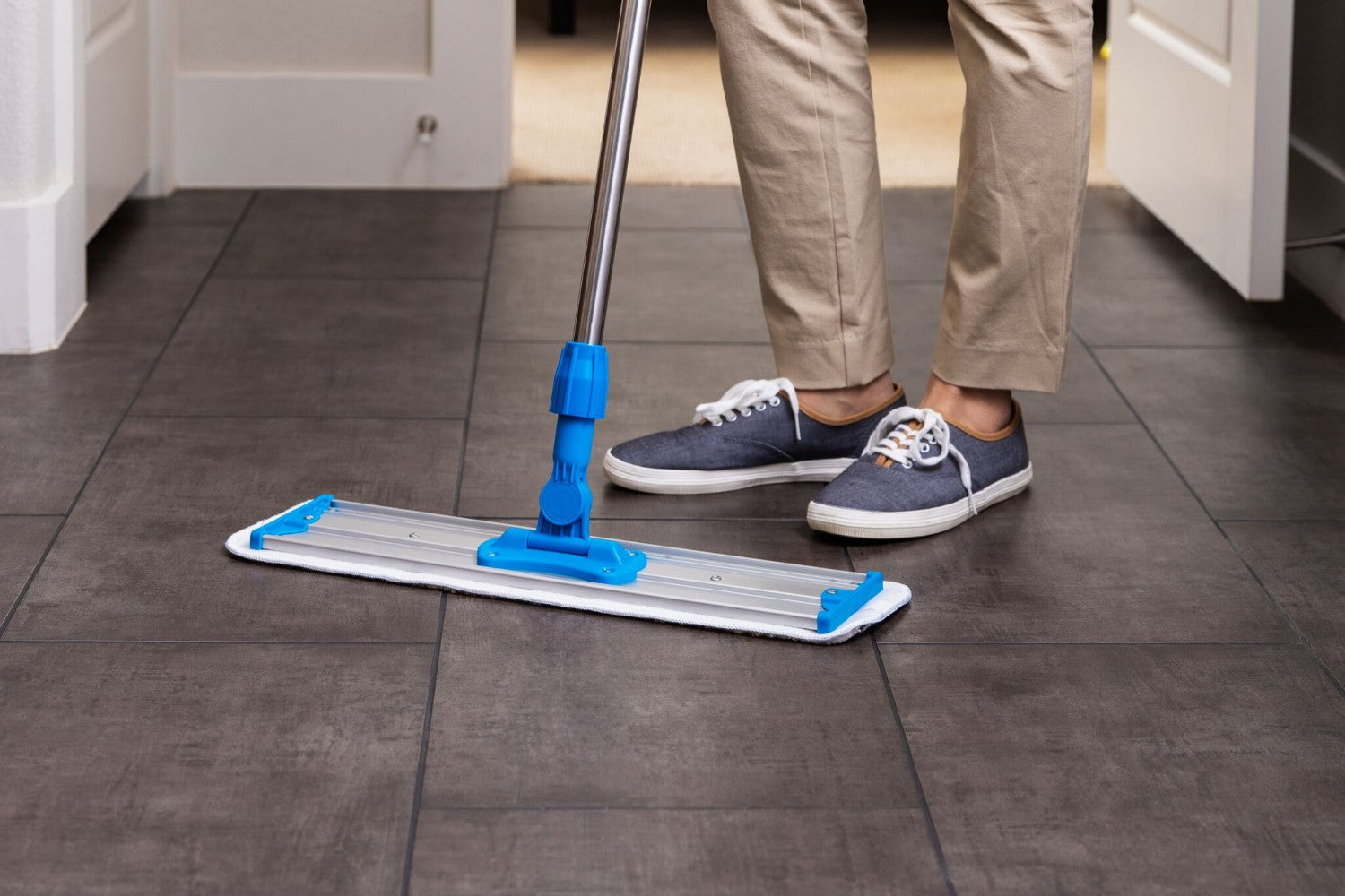 tile floor scrubbing technique microfiber mop