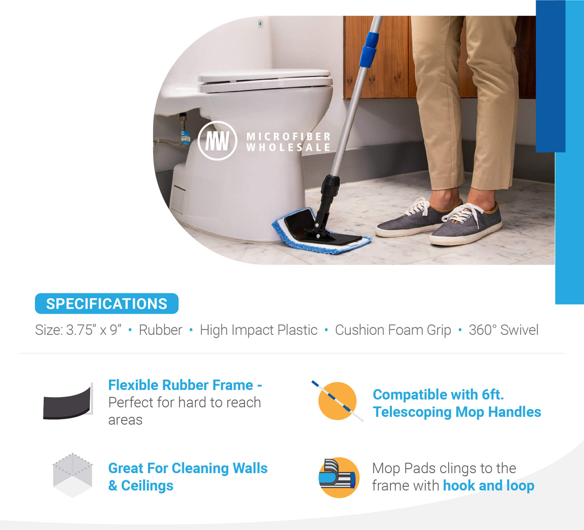 Contour Microfiber Mop Frame – Flexible Microfiber Mop Frame ...