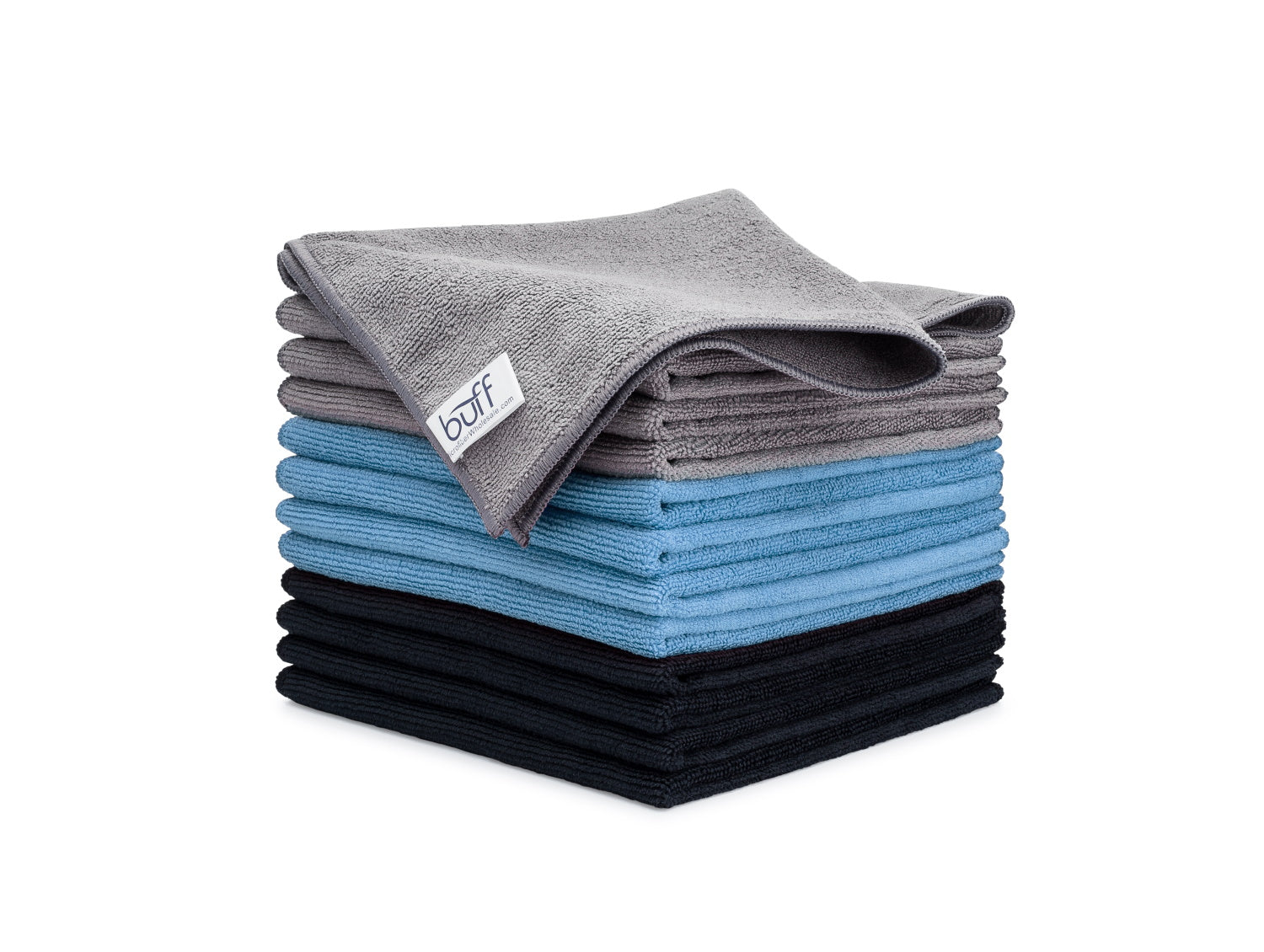 Gray Blue Black Microfiber Towels 12 Pack