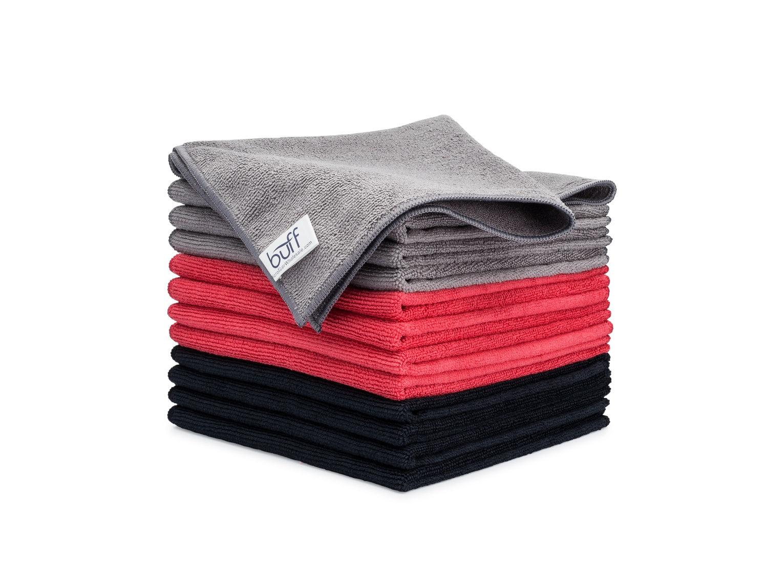 Gray Red Black Microfiber Towels 12 Pack