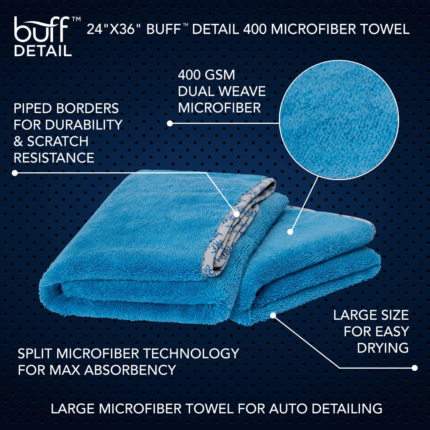 24"x36" Buff™ Detail 400 GSM Microfiber Towel
