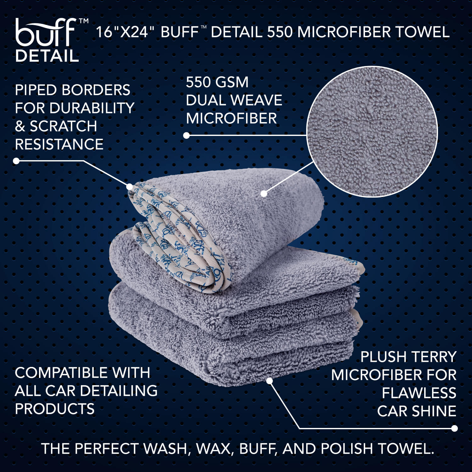 16 “ x 24” Buff™ Detail 550 GSM Microfiber Towel