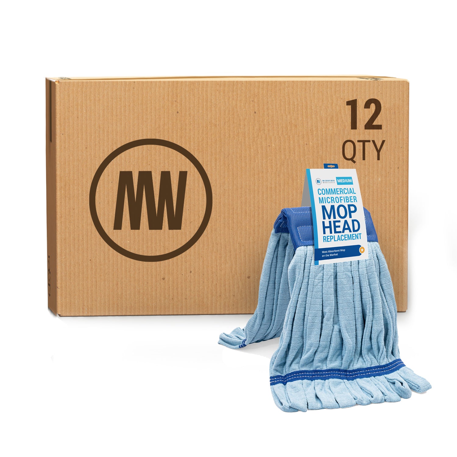 Case of 12 Medium Commercial Microfiber Tube Mop