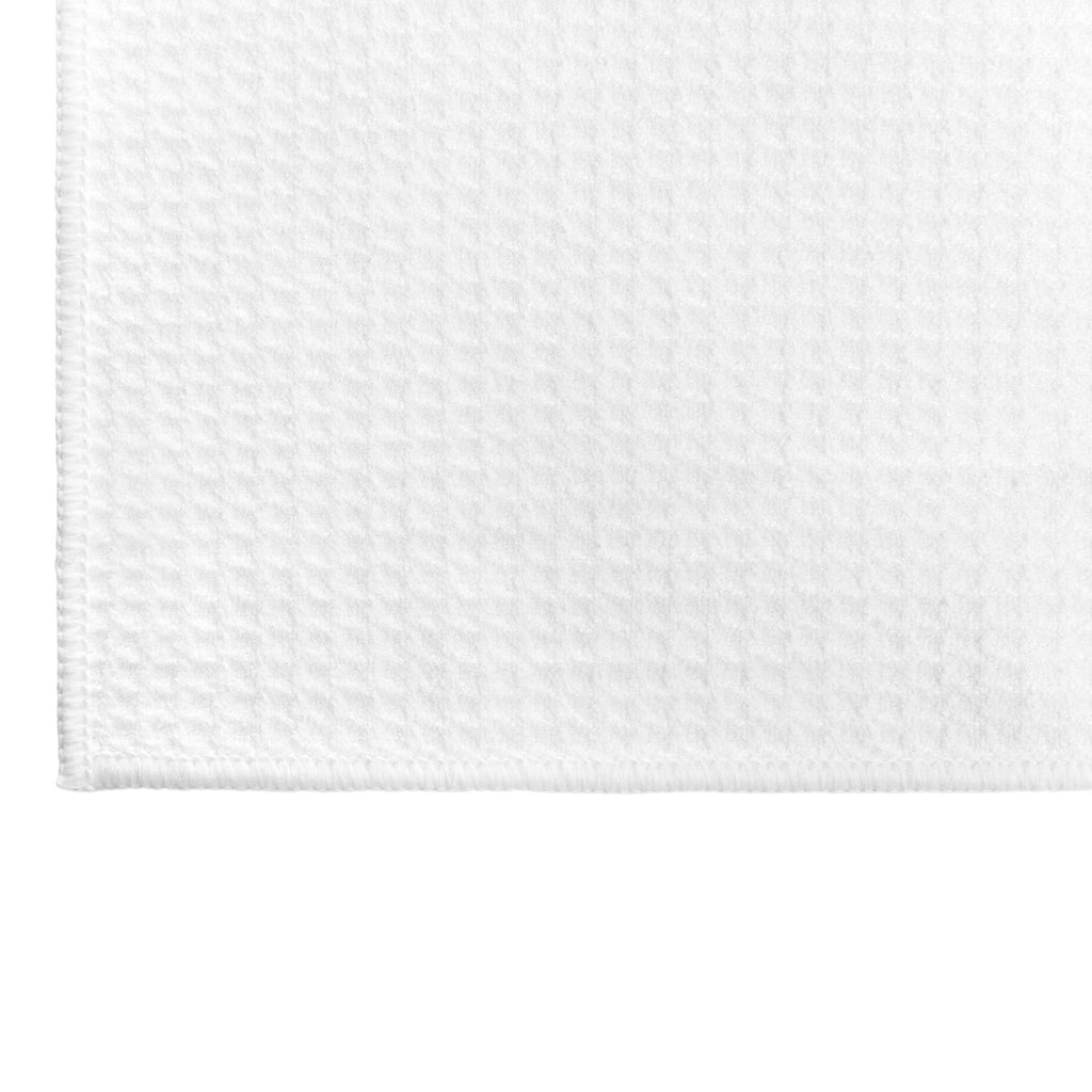 white microfiber waffle weave towel closeup