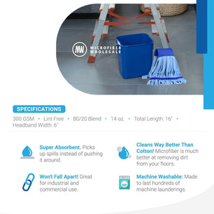 Mopa de microfibra con tubo mediana Características principales