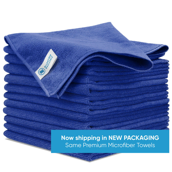 Lavex Blue Microfiber Bar Towel - 12/Pack