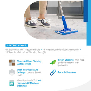 sistema de mini mopa de microfibra con almohadillas reutilizables